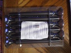 Kakoya Flameless Smoky 6 pack Taper Candles w/2 remote and stands 9 1/2″ Tall