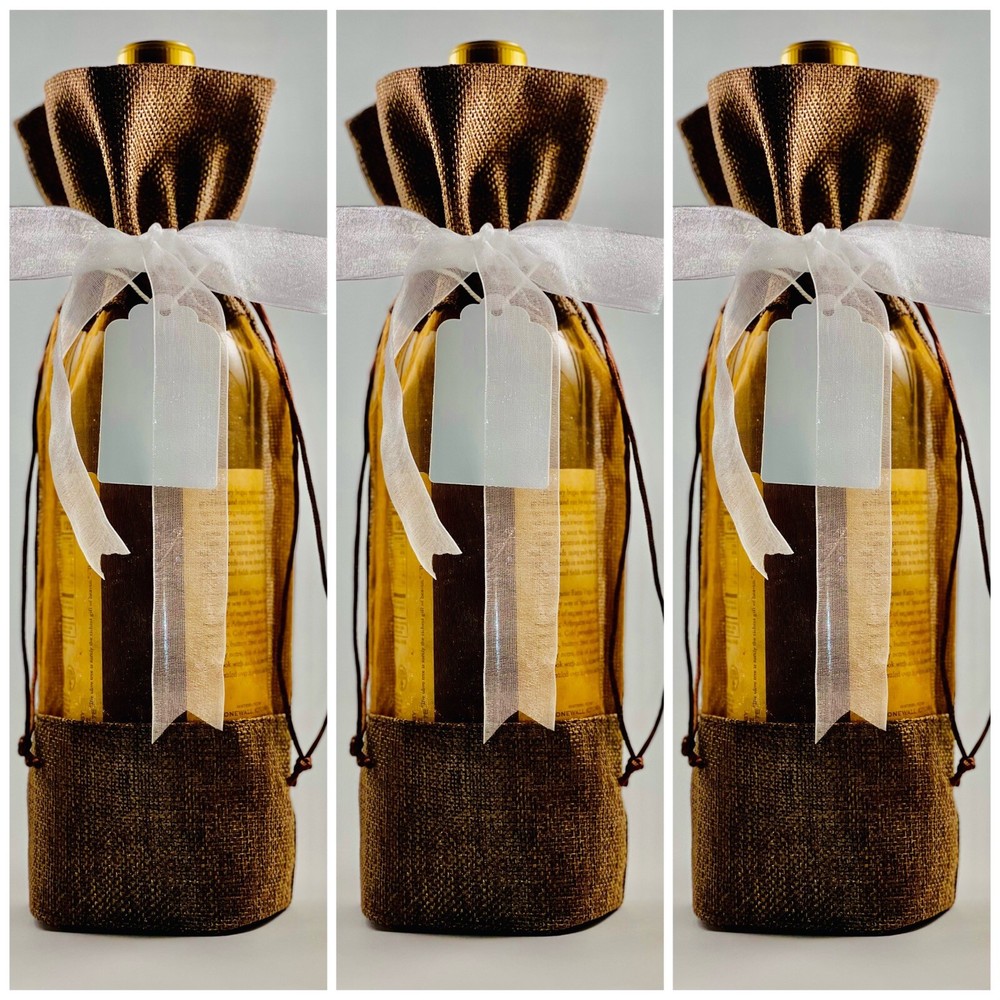 Set-3 Organza Burlap Wedding Favor Bags Jute Hessian Gift Any Bottle Wine Table