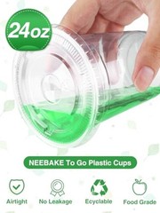 75 Sets Plastic Cups with Lids – Clear Disposable Drinking Cups for 24 oz