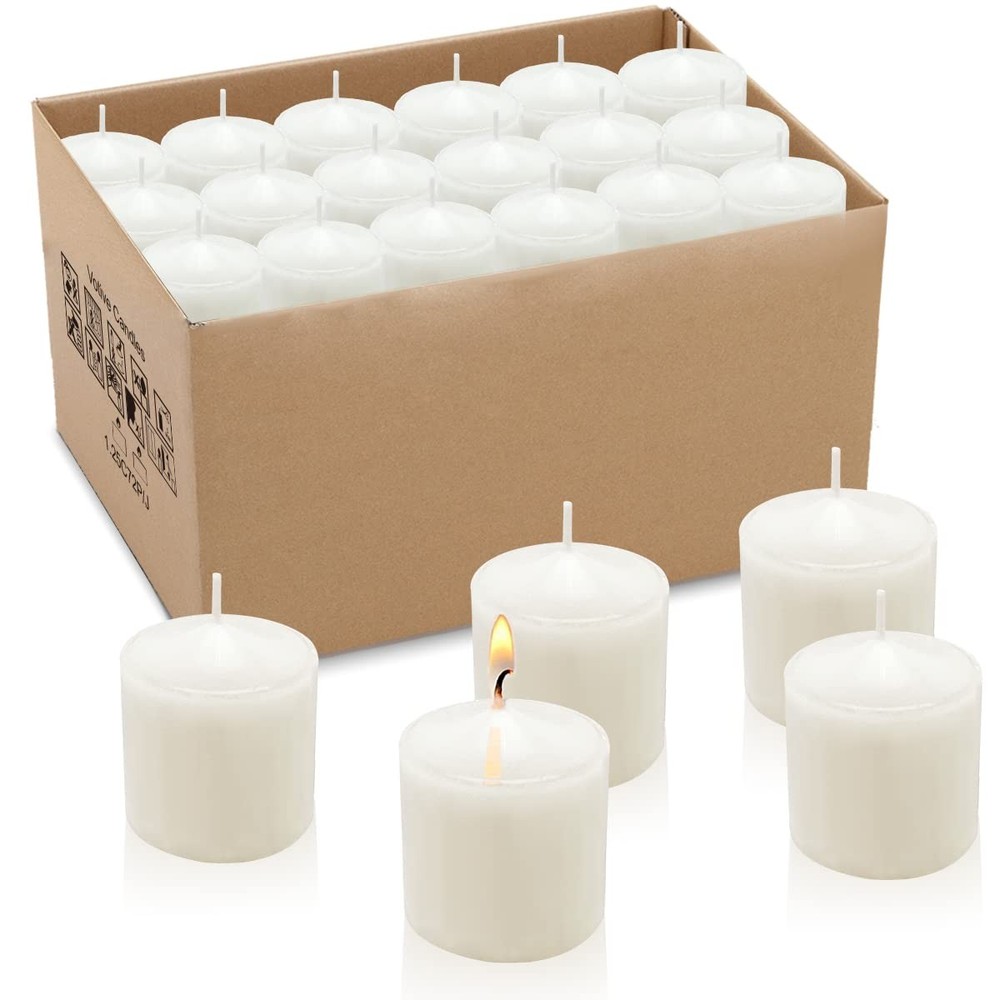 10 Hour White Votive Candles for Weddings Party Spa 1.5 Inch, 36 Pack,