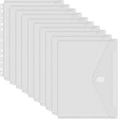 11 Holes Clear Poly Envelope Binders Pocket Insert with Hook and Loop Closure…