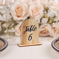 NATURAL 20 Rustic 4.5″ Wooden Arch TABLE NUMBERS 1-20 Set Removable Base Party