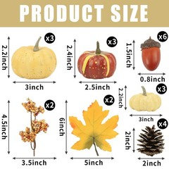 23Pcs Fake Pumpkins Fall Thanksgiving 6 x 6 x 5.5 inches, Style-7 23pcs