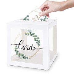 1 Pack Wedding White Card Box, Transparent Gift Card Box for Wedding Decorati…