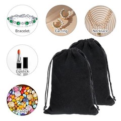 TIESOME 6 PCS Black Velvet Jewelry Pouches, 2 Sizes 5×7 & 6×9 inch Velvet Bags