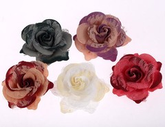 CraftbuddyUS 10 x 75mm 3D Vintage Lace & Fabric Rose Flowers for Wedding Decorat