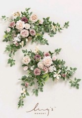 Ling’s moment 2PCS Dusty Rose Artificial Floral Swags Wedding Arch Flowers Pink