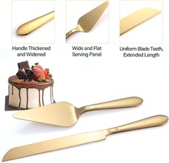 Wedding Cake Cutting Set – Gold Knife & Server, Stainless Steel