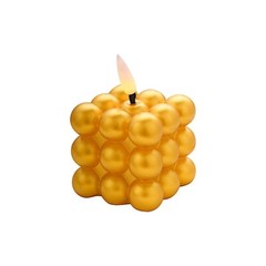 2 Metallic Gold 2 in Flameless LED Light Bubble Cube CANDLES Centerpieces Party
