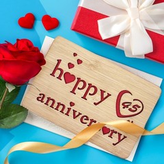 Wooden 45th Anniversary Card,Handmade Wedding Anniversary Greeting Cards,45th…