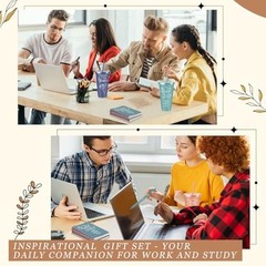 12set/48pcs Inspirational Gifts Bulk, 24 oz Plastic Cups and Pens Notebooks