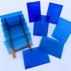 LITMIND 24 Sheets Transparent Stained Glass Sheets – Blue & Green Gradient