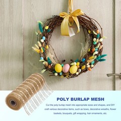 10 Inch Glitter Poly Burlap Mesh for Wreath Ribbon 10 Yard Brown & White