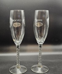 Bride and Groom Wedding Claddagh Champagne Flutes Robert Emmet Co Twisted Stem