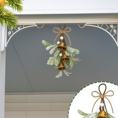 Tigeen Christmas Mistletoe Kiss Decor with Metal Bells and Bow Knots 8.6 Inch…
