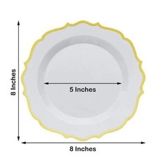 8″ Taupe Round Dessert Plates With Gold Scalloped Rim Party Wedding Tableware