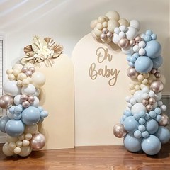 Dusty Blue and Gold Balloons, 60 PCS 12 Inch Sand White Slate Blue Fog Pastel