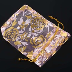 100Pc 7x9cm Rose Organza Drawstring Gift Jewelry Bags Pouches Wedding Xmas4677