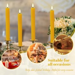 Honeycomb Flameless Taper Candles, 9.5 Inch Flickering Candles Original Yellow