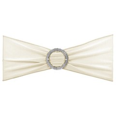 10Pcs 14″x5″ Stretch Chair Sashes Bows Chair Bands Sash with Buckle Cream