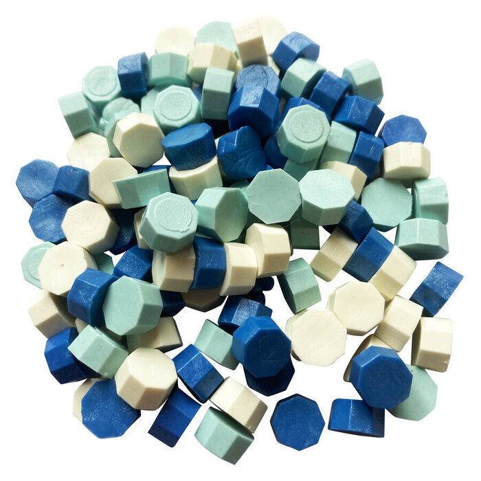 White, Turquoise & Blue Color Mix Sealing Wax Beads (approx 250) for Invitations