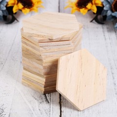 Hexagon Wood Shapes Smooth Surface Slices Holiday Decorations Board