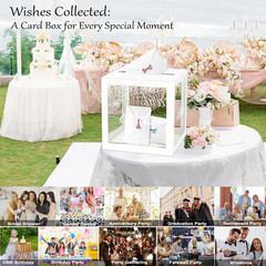 White Pot Clear Cards Box, Cards Receiving Box for Birthday, Wedding, Bridal or