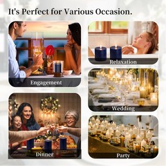 KONNI Navy Blue Pillar Candles Set of 3, 3″x 6″ Unscented 3 x 6in,