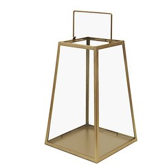 10″ Gold Clear Geometric Metal Lantern Candle Holder Hanging Terrarium Party