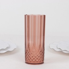 6 Dusty Rose 14 oz Crystal Plastic Drinking Glasses Party Events Tableware