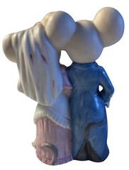 Vintage 6” Kitschy Bride & Groom Mouse Ceramic Wedding Cake Topper /1950’s-70’s