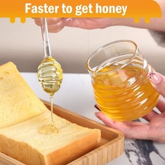 SlZKADY Honey Jar with Dipper and Lid,Glass 5.1″ H x 3.2″ D x 5.4″ L, 10.6oz