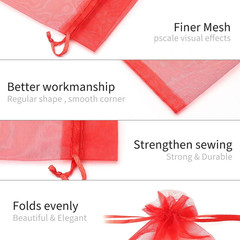 100Pcs 2.8″X3.6″(7X9Cm) Sheer Drawstring Organza Jewelry Pouches Wedding Party C