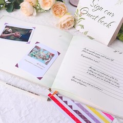 Wedding Guest Book – Personalized Polaroid Guest Book for Wedding with Pen 120P