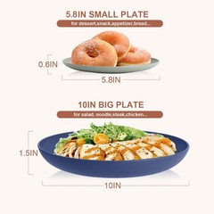 BUSOKIP Wheat Straw Dishes Sets for 8, Reusable Plastic Dinnerware Sets 32-Piece
