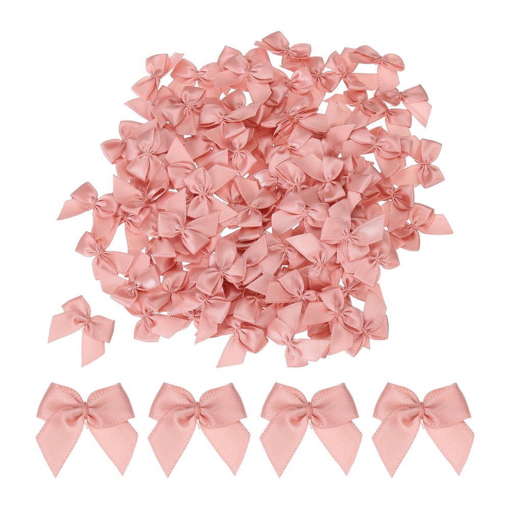 100Pcs Mini Ribbon Bow 1″ Fabric Satin Ribbon Flower Bows Nude Pink