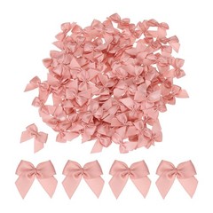 100Pcs Mini Ribbon Bow 1″ Fabric Satin Ribbon Flower Bows Nude Pink