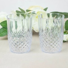 6 CLEAR16 oz Crystal Cut Plastic DRINKING GLASSES Party Events Home Decorations