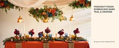 Teal Orange Artificial Wedding Arch Flowers Kit | Pack of 4, 2pcs Hanging Flower