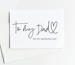 to My Dad on Wedding Day Card – Brides Father of The Groom Gift Black Ink