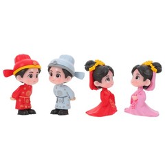 4Pcs Reusable Bride and Groom Figurines Wedding Cake Toppers Assorted Color