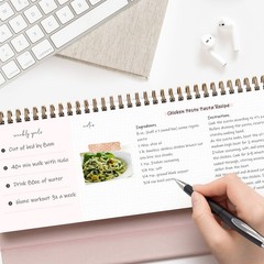 Pink Abstract Non-Dated Spiral Weekly Desk Calendar Planner, 60 Week Inspirat…