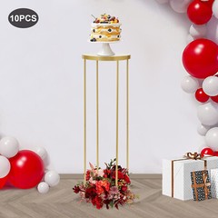 Gold Cylindrical Wedding Flower Stands Pack of 10 35 × 100 cm Centerpieces