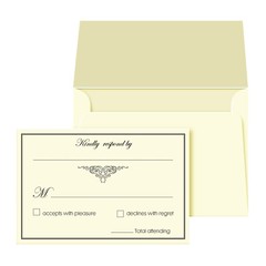 RSVP Wedding Return Cards and Envelopes, Natural Cream, 4 x 6 (A6), 50 Per Pack