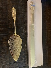 International Silver Company Gold Plated Knife And Cake Server Set