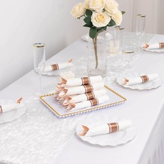 24 ROSE GOLD Plastic Silverware with Pre Rolled White Paper Napkins Party
