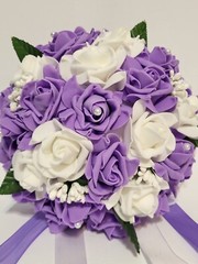 Lot 4 – Bridesmaid Bouquet Wedding Pearl Artificial Fake Flowers Purple Lavender