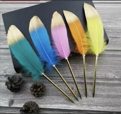 Fairy Quill Colour Feather Ballpoint Gold Pen Wedding Birthday Party Home Decor