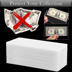 90PCS Clear Banknote Holders – Top-Load 90 Pcs [6.6″x2.8″], Pure Transparent