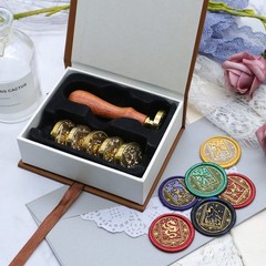 SWANGSA Wax Seal Stamp Set, Vintage 6 Pieces Sealing Wax Stamp Heads and 1 Wo…